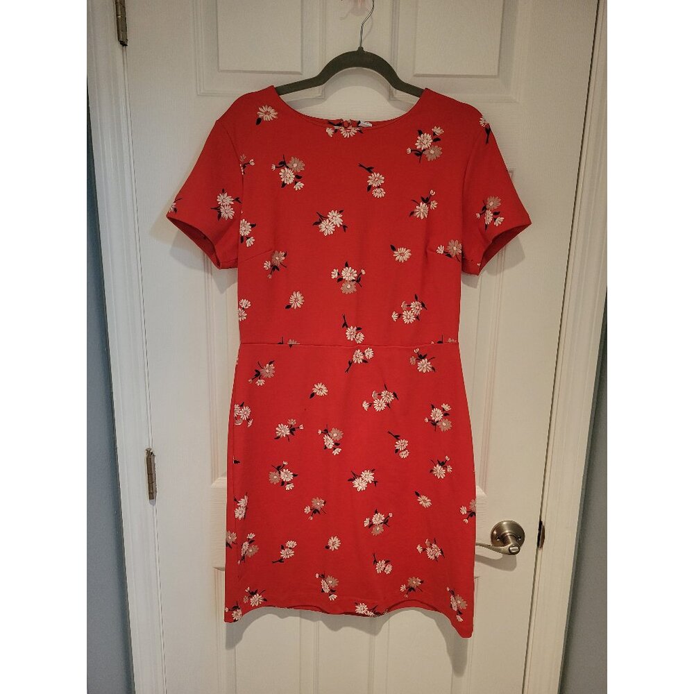 *NWT* OLD NAVY Orange Floral Fit and Flare Cap Sleeve Knit Dress L